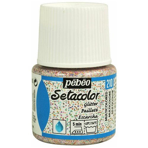 Краски и контуры по ткани PEBEO Краска для светлых тканей с микро-глиттером Setacolor 45 мл 329210 голографический