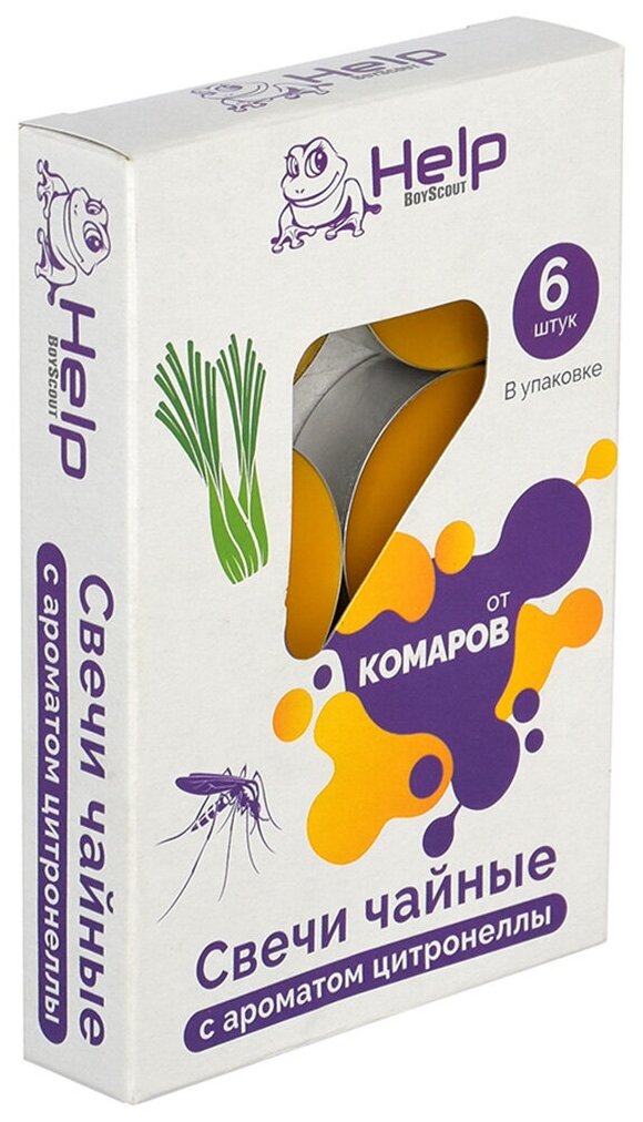 свечи чайные HELP от комаров c ароматом цитронеллы 6шт. 4ч/г - фото №10