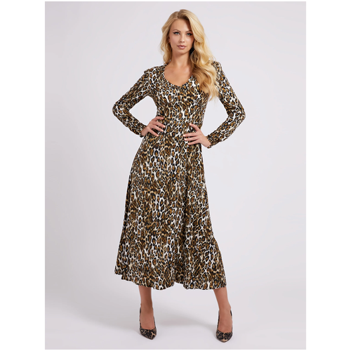 Платье Guess леопард жен.W2YK24WEQ82P13Q размер XS коричневого цвета