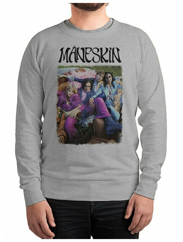 Свитшот DreamShirts с принтом Группа Maneskin Мужской Серый 