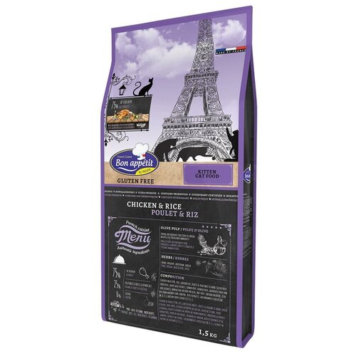 Bon Appetit CAT Kitten Корм сухой для котят с Курицей и Рисом 1,5кг