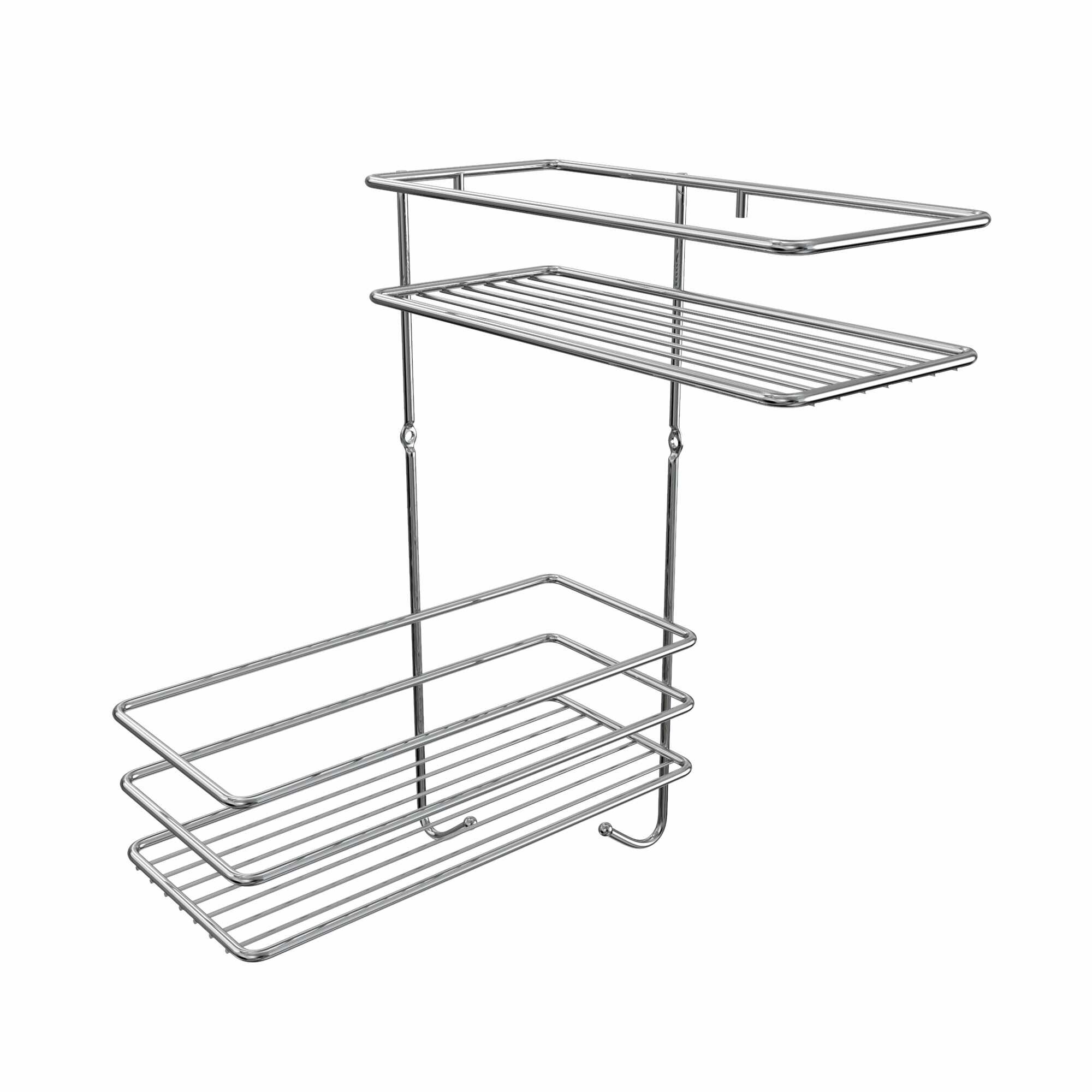 Полка настенная угловая двойная Lemer Soul 22.5x35x22.5 см металл цвет хром - фото №3