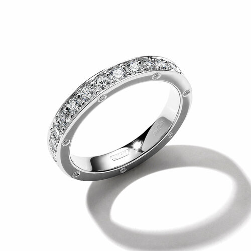 фото Кольцо обручальное белый бриллиант обручальное кольцо с бриллиантами, белое золото, 585 проба, родирование, бриллиант, размер 16, белый
