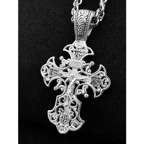 Крестик Мастерица, серебро, 925 проба, серебристый