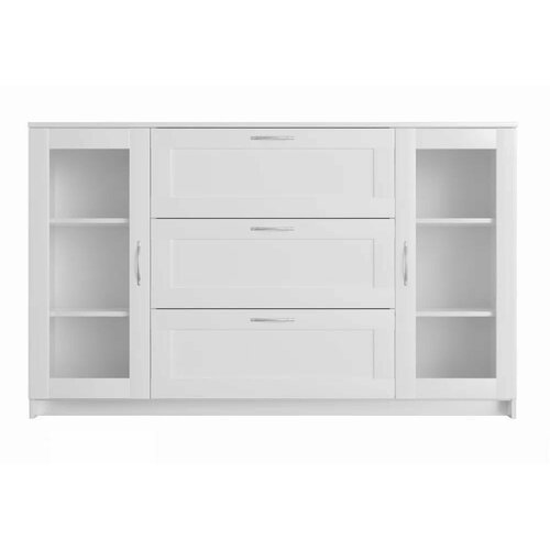 Сириус тумба 2 двери со стеклом и 3 ящика 156х95 белая RU