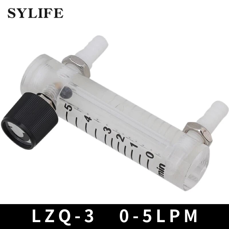 Расходомер кислорода для газа LZQ-3 0-5LPM, с регулирующим клапаном, черный + белый