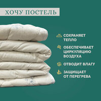 Одеяло Хочу Постель "Лён", стандарт, лён + хлопок, стёганное, 140х205