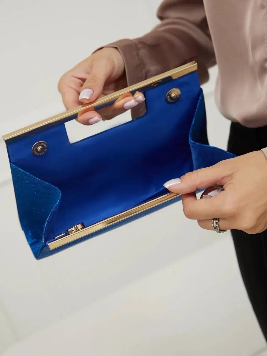 Сумка клатч BERGEN DESIGN, фактура гладкая, синий — фото 1