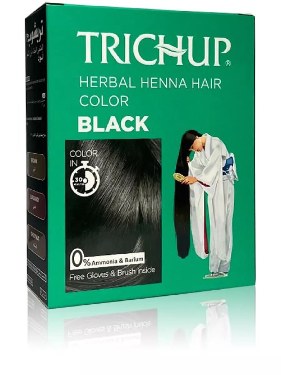 Краска для волос Trichup Henna Hair Color Black, на основе хны, 60г