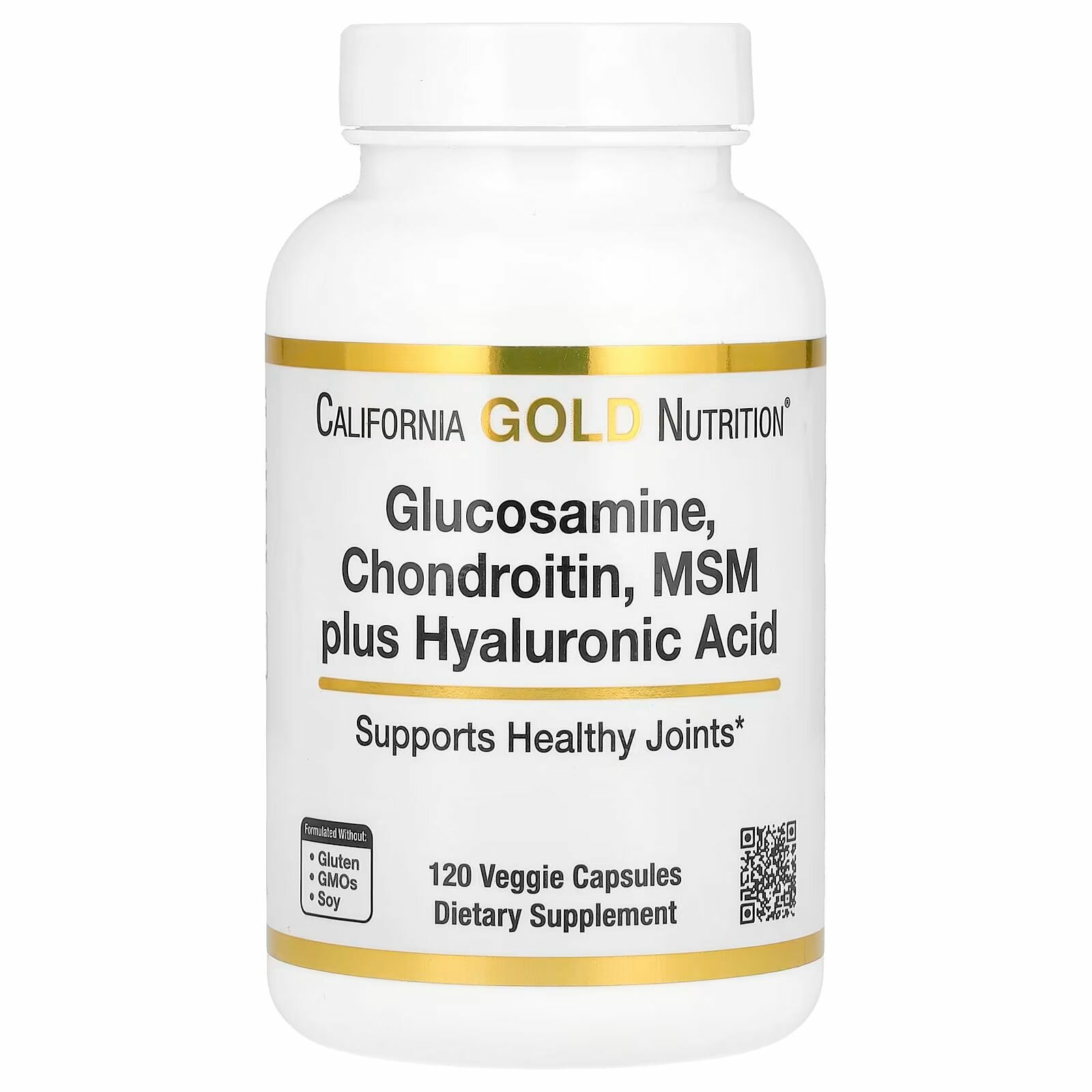 California Gold Nutrition, Глюкозамин, хондроитин и МСМ с гиалуроновой кислотой, 120 растительных капсул