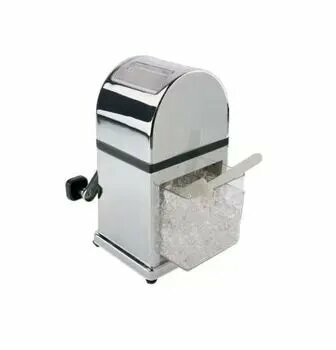 Измельчитель льда ручной серебристый металл пластик компактный