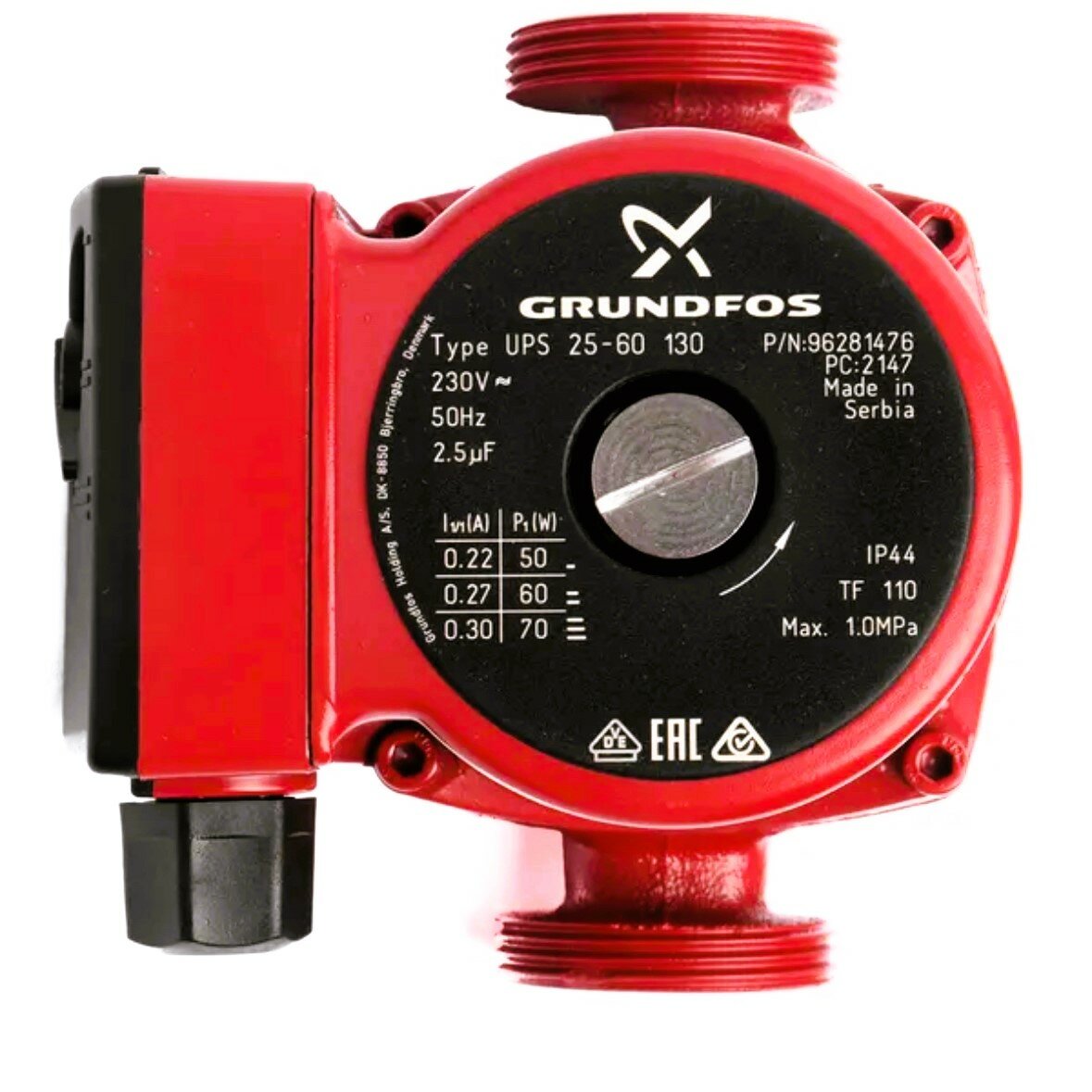 Циркуляционный насос G R U N D F O S UPS 25-60 монтажная длина 130 мм.