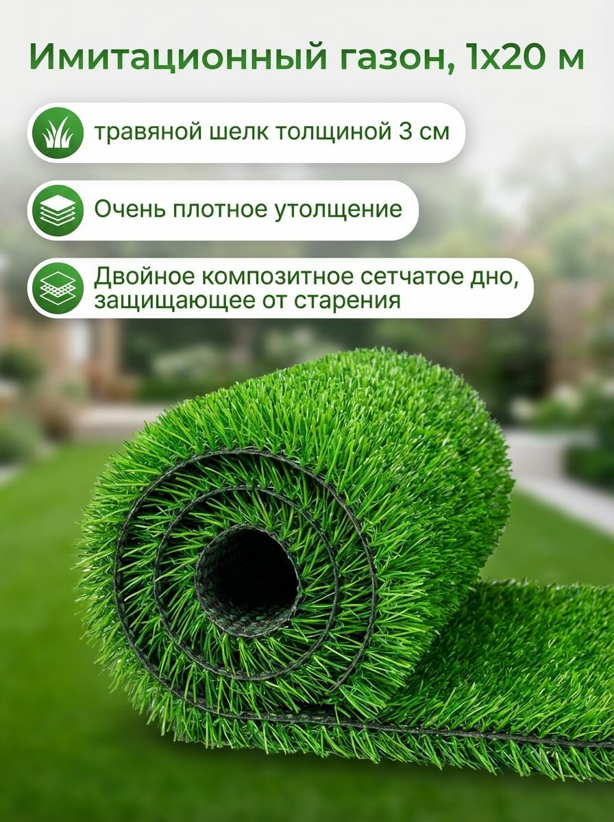 Имитационный газон, 1х20 м