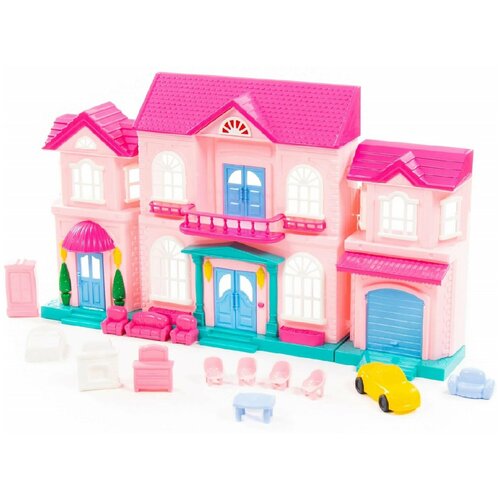 фото Кукольный домик "дом принцессы" с набором мебели и автомобилем (14 элементов) полесье