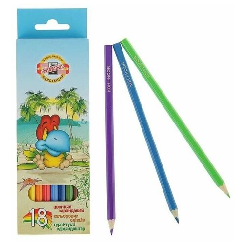 набор цветных карандашей в пластик упаковке на кнопке 18 цветов Koh-I-Noor Карандаши 18 цветов Koh-I-Noor 3553, Птицы