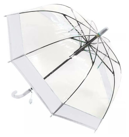Зонт - трость прозрачный/ Детский зонтик от дождя GALAXY полуавтомат складной арт. С-528 белый