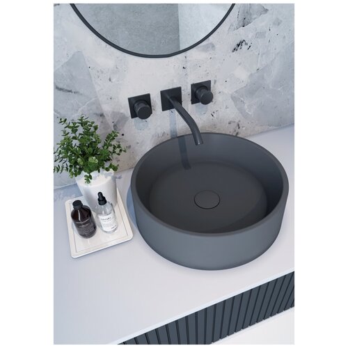 Раковина для ванной комнаты накладная Treia Rotund 44 см, круглая, бетон