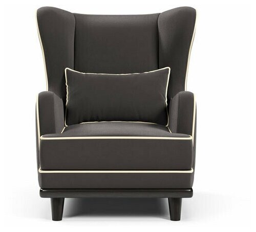 Кресло Оскар с кантом, 90х75х92 см, нераскладное, с подушками, с высокими деревянными ножками, max Brown 16 M