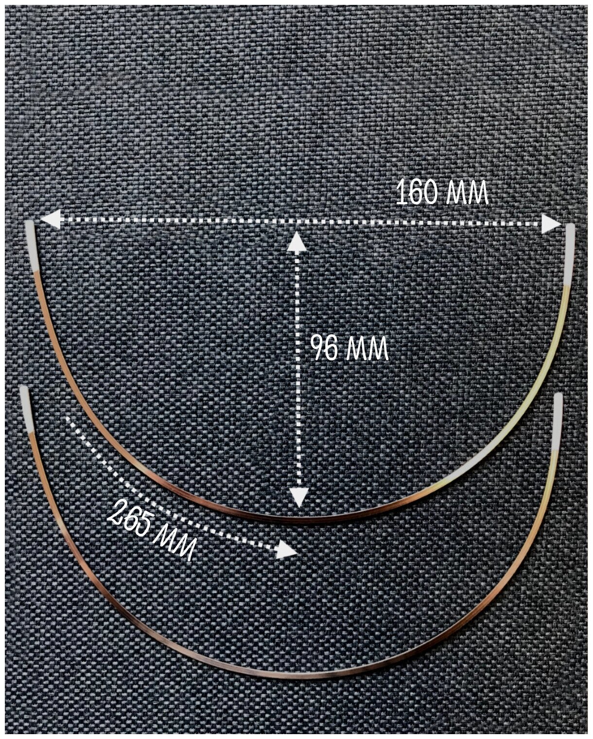 Косточки для бюстгалтера, длина по дуге 265 мм, упаковка 2 шт