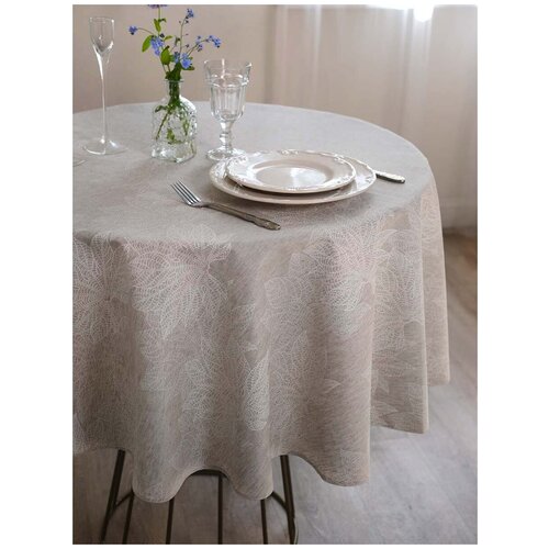 Скатерть полульняная столовая овальная, текстиль, пэ/лен, 200*150 см, 1 штука