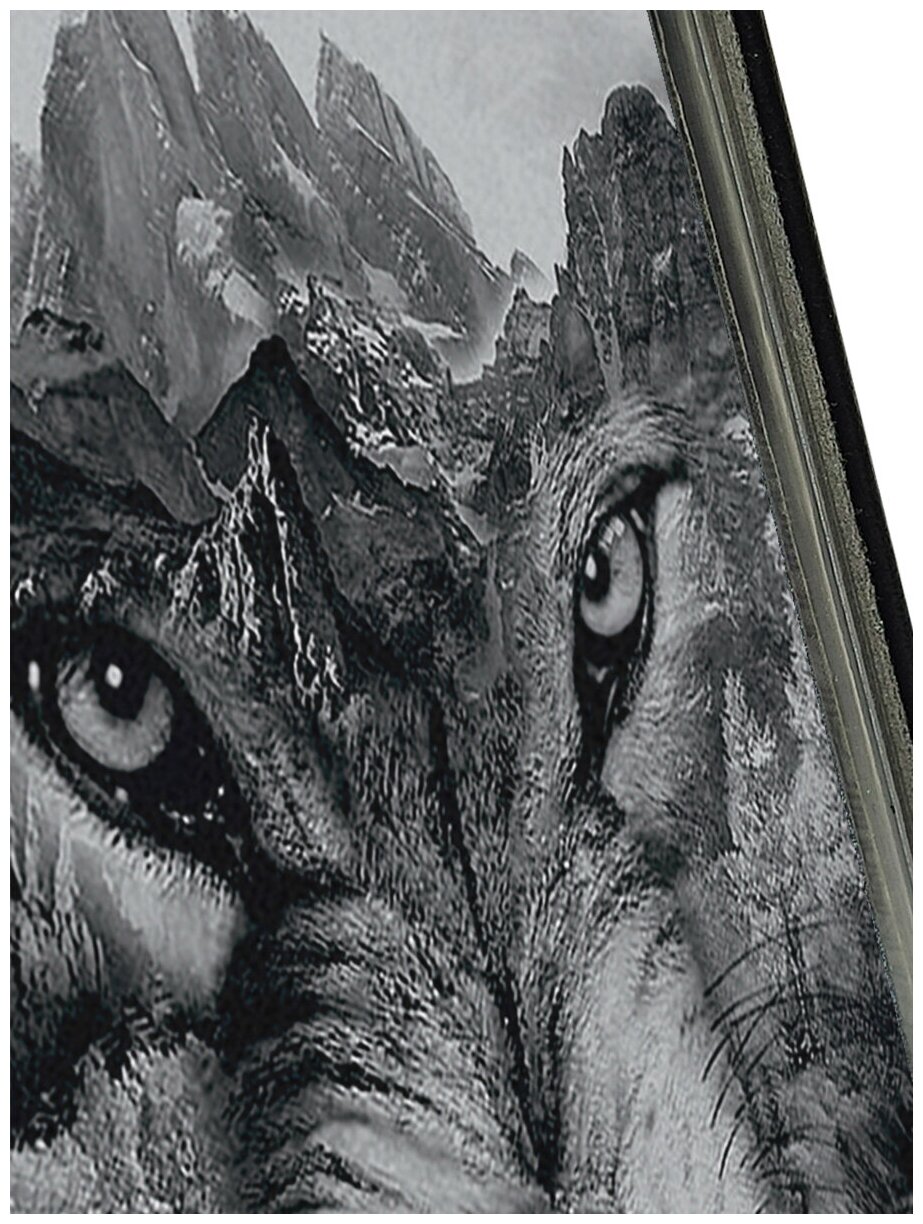 Чехол-книжка на Apple iPhone 6s / 6 / Эпл Айфон 6 / 6с с рисунком "Волк в горах" черный