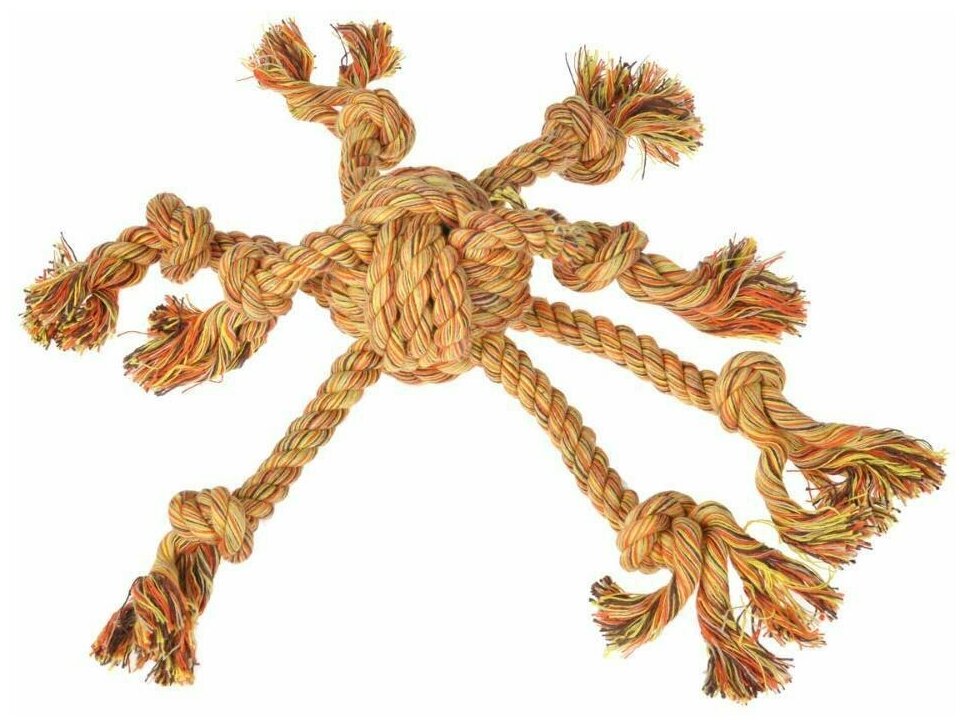 Игрушка Beeztees Клубок для собак веревочный с канатиками оранжевый 32см 641165 - фотография № 5