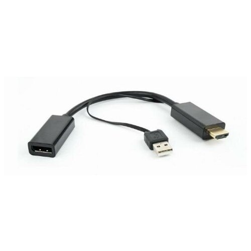 Переходник HDMI DisplayPort 0.15м Gembird DSC-HDMI-DP круглый черный аксессуар gembird cablexpert hdmi displayport hd19m usbxhd20f white dsc hdmi dp w