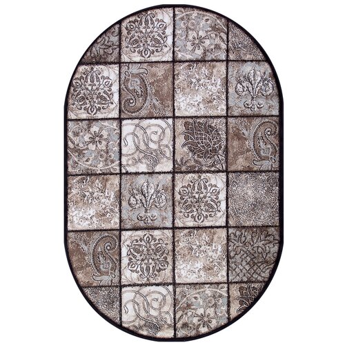 Ковёр Merinos Valencia Deluxe 200x400 овальный коричневый/кремовый d328