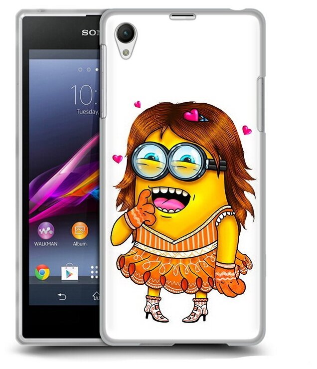 Чехол задняя-панель-накладка-бампер MyPads Миньон девочка для Sony Xperia Z1 противоударный