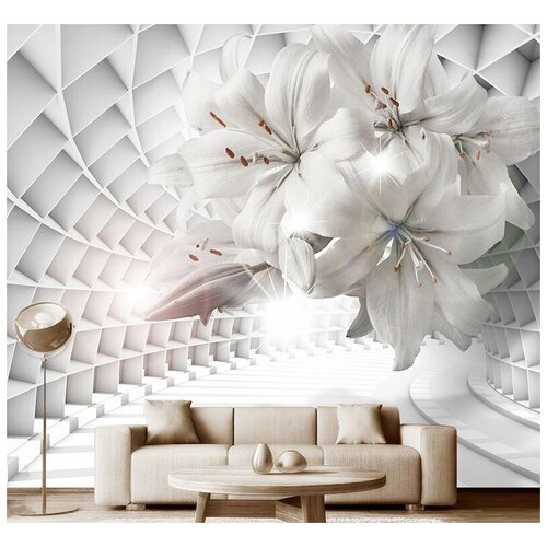 Фотообои на стену флизелиновые 3D Модный Дом Цветочный тоннель 300x260 см (ШxВ)