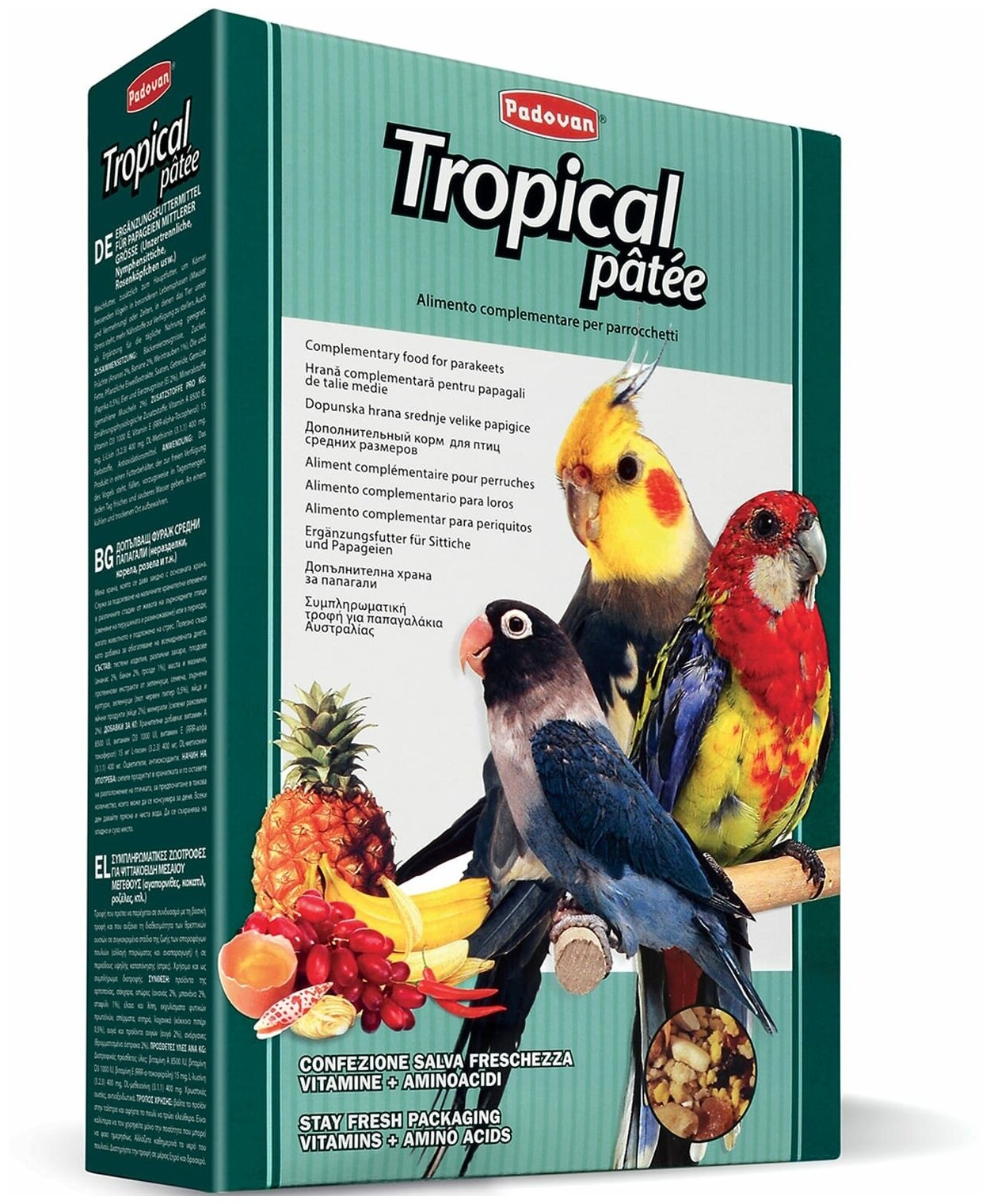 PADOVAN 700гр Корм комплексный фруктовый для средних попугаев TROPICAL patee