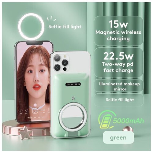 Внешний аккумулятор с лампой Magnetic Wireless MagSafe 5000mAh зеленый 159000₽