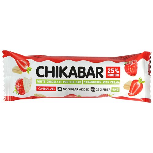 протеиновый батончик chikalab 25% 60 г кокос шоколад Протеиновый батончик Chikalab 25%, 60 г, клубника со сливками