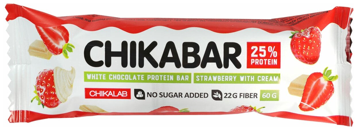 Батончики протеиновые Chikalab Protein Bar (60 г) Клубника со сливками