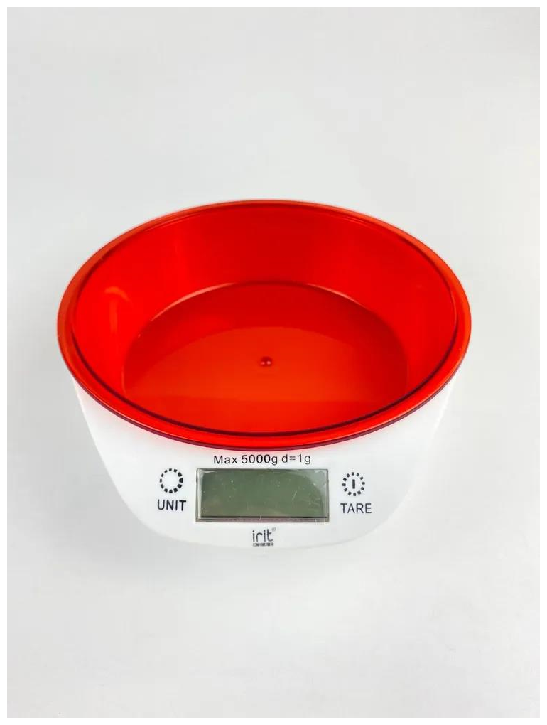 Весы кухонные электронные Irit IR-7117 красный, чаша - фотография № 4