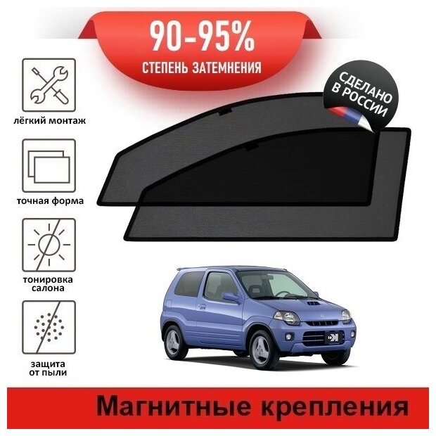 Каркасные шторки LATONIK PREMIUM на Suzuki Kei 1 (1999-2000) хэтчбек 5d на передние двери на магнитах с затемнением 90-95%