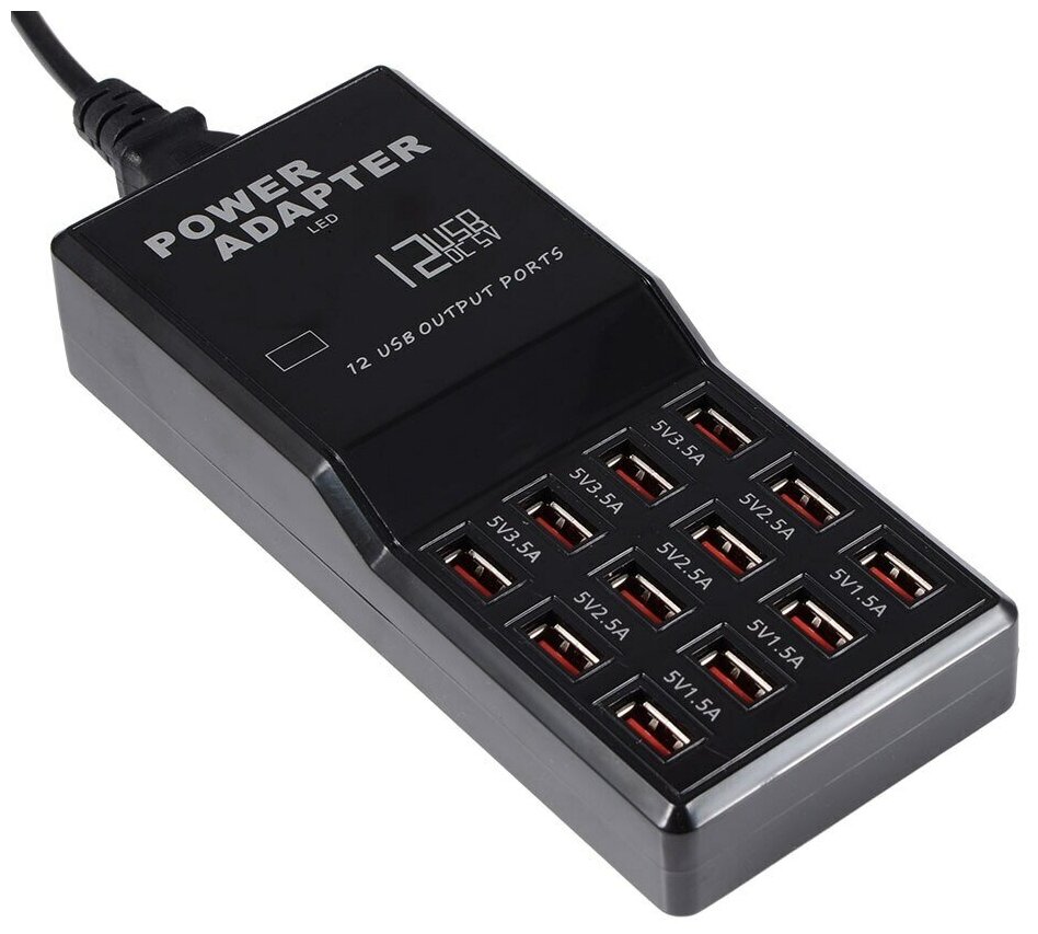Зарядное устройство PALMEXX на 12*USB портов, 5.0V-12A, 60W