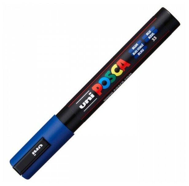 UNI Маркер POSCA PC-5M, синий, 1.8 - 2.5 мм, пулевидный наконечник