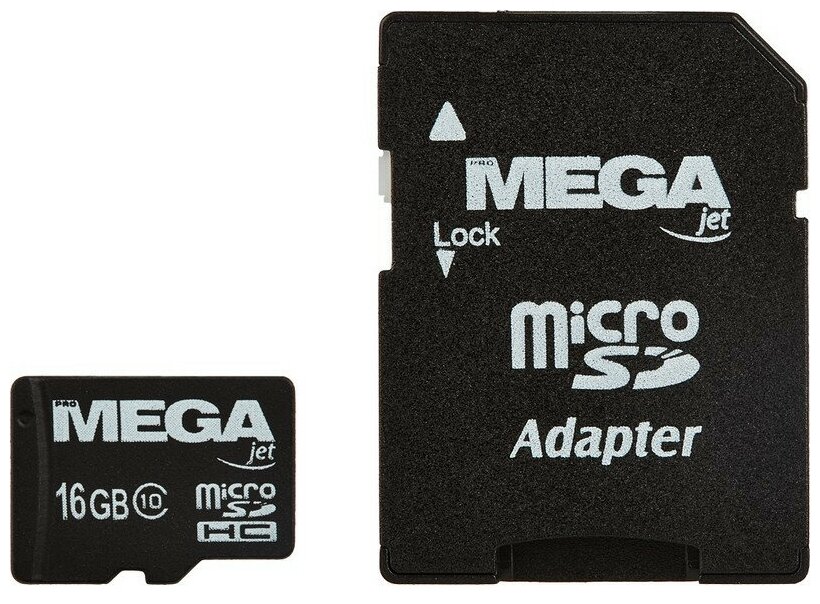 Карта памяти ProMEGA Jet, microSDHC, UHS-I, Cl10, с адаптером (PJ-MC-16GB)