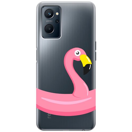 Силиконовый чехол с принтом Flamingo Swim Ring для Realme 9i / Рилми 9и