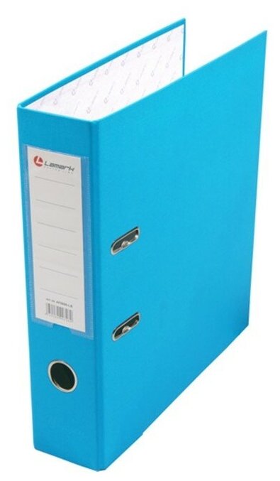 Папка-регистратор А4, 80 мм, Lamark, полипропилен, металлическая окантовка, карман на корешок, собранная, голубая