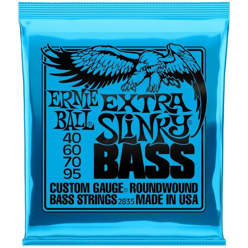 P02835 Extra Slinky Bass Комплект струн для бас-гитары, 40-95, никель, Ernie Ball ernie ball 2808 струны для бас гитары flat wound bass group iv