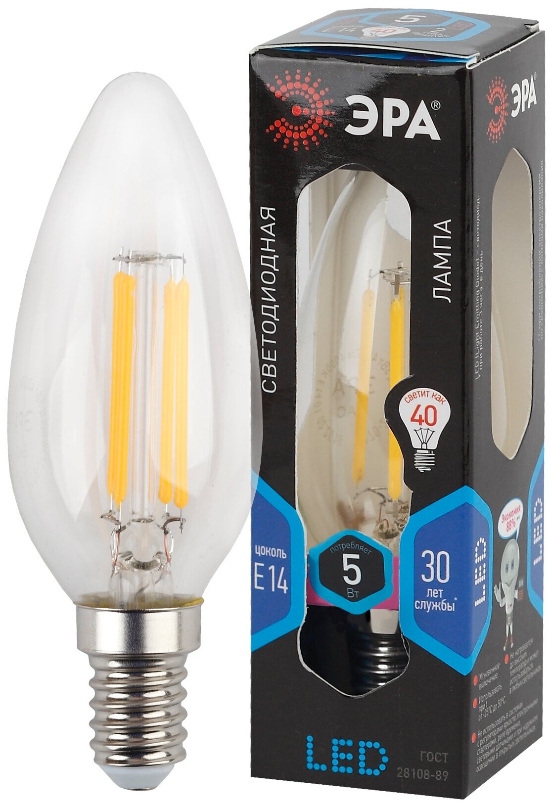 Лампа светодиодная ЭРА Б0043449, E14, 5 Вт, 4000 К - фотография № 6