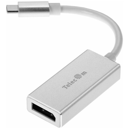 Переходник Type-C DisplayPort (M/F) Telecom 4K 60Hz адаптер 0.1 метра серый металлик (TUC035) usb разветвитель hub 3 0 usb type c 4 порта usb для подключения разъем кабеля type c