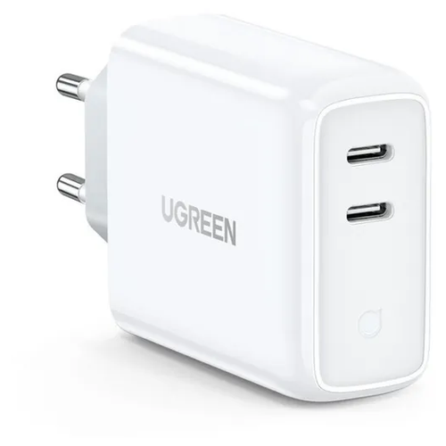 Сетевое зарядное устройство Ugreen CD 199 USB-C+USB-C, 18W+18W, цвет белый (70264)