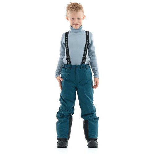 Горнолыжные брюки Dragonfly детские, карманы, подтяжки, светоотражающие элементы, размер 128-134, синий