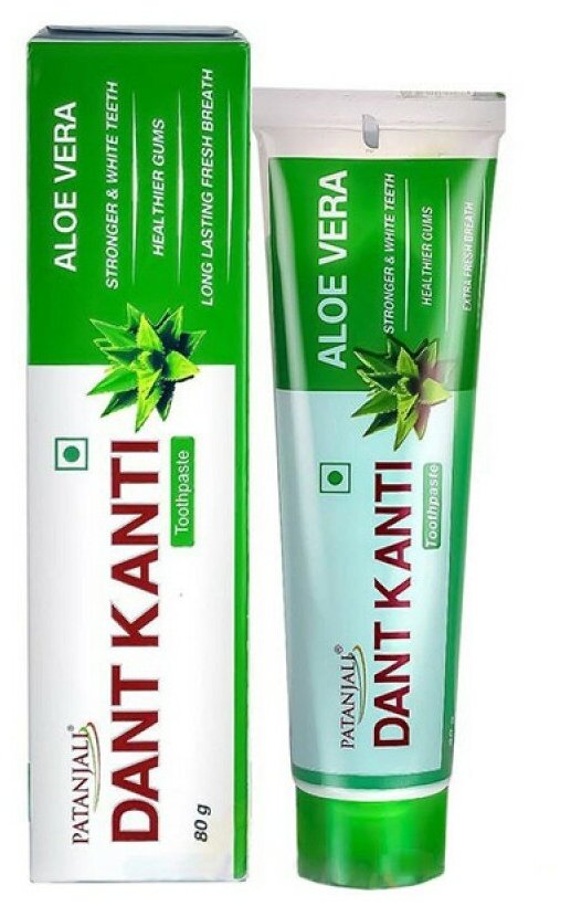 Аюрведическая зубная паста Дент Канти Алоэ Вера, Патанджали (Dant Kanti Aloe Vera, Patanjali), 80 гр.