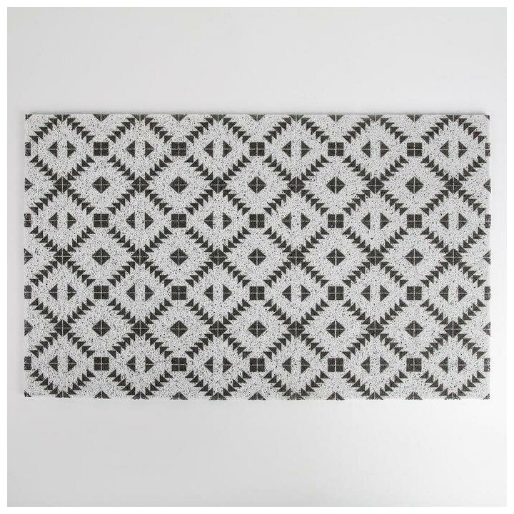 Коврик придверный грязезащитный Доляна «Ромбы», 45×75 см, цвет чёрно-белый - фотография № 2