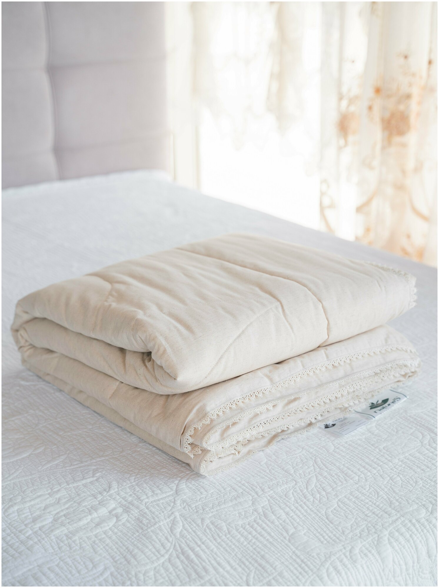 Одеяло легкое с хлопковым волокном Natura Sanat чехол из льна Дивный лен 200х220 ДЛ-О-7-2 - фотография № 4