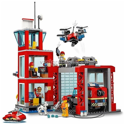 Конструктор пластиковый Пожарное депо 11215 533 деталей. lego city 7208 пожарное депо